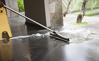 Cleaning up water leakage.